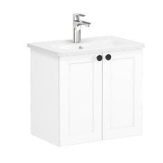 Vitra Root Classic 68638 Lavabo Dolabı, Kapaklı, 60 Cm, Dar, Mat Beyaz, Yuvarlak Lavabolu